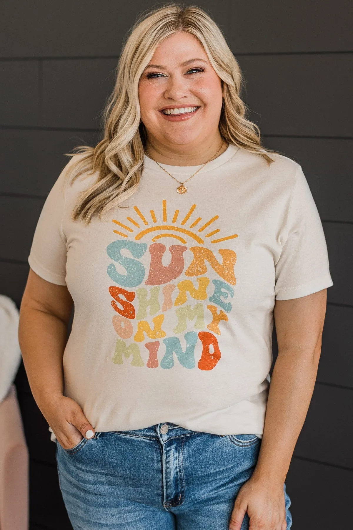"Sunshine On My Mind" Graphic Tee- Light Cream