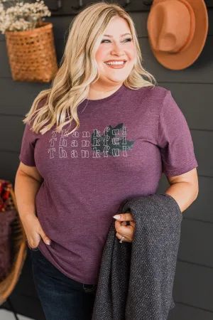 "Thankful" Graphic Tee- Maroon
