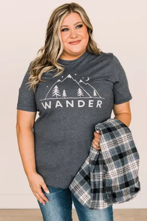 "Wander" Graphic Tee- Heather Navy