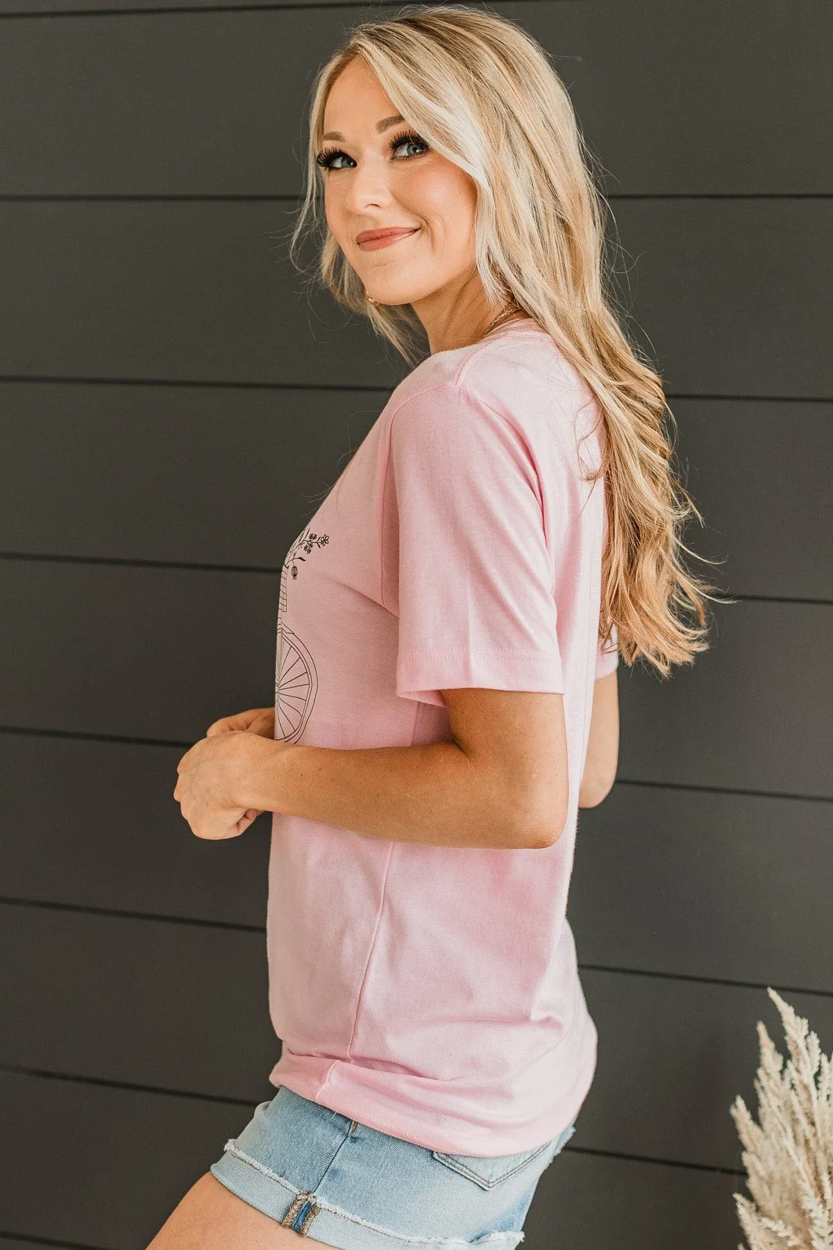 Ride Through The Blooms Graphic Tee- Pink