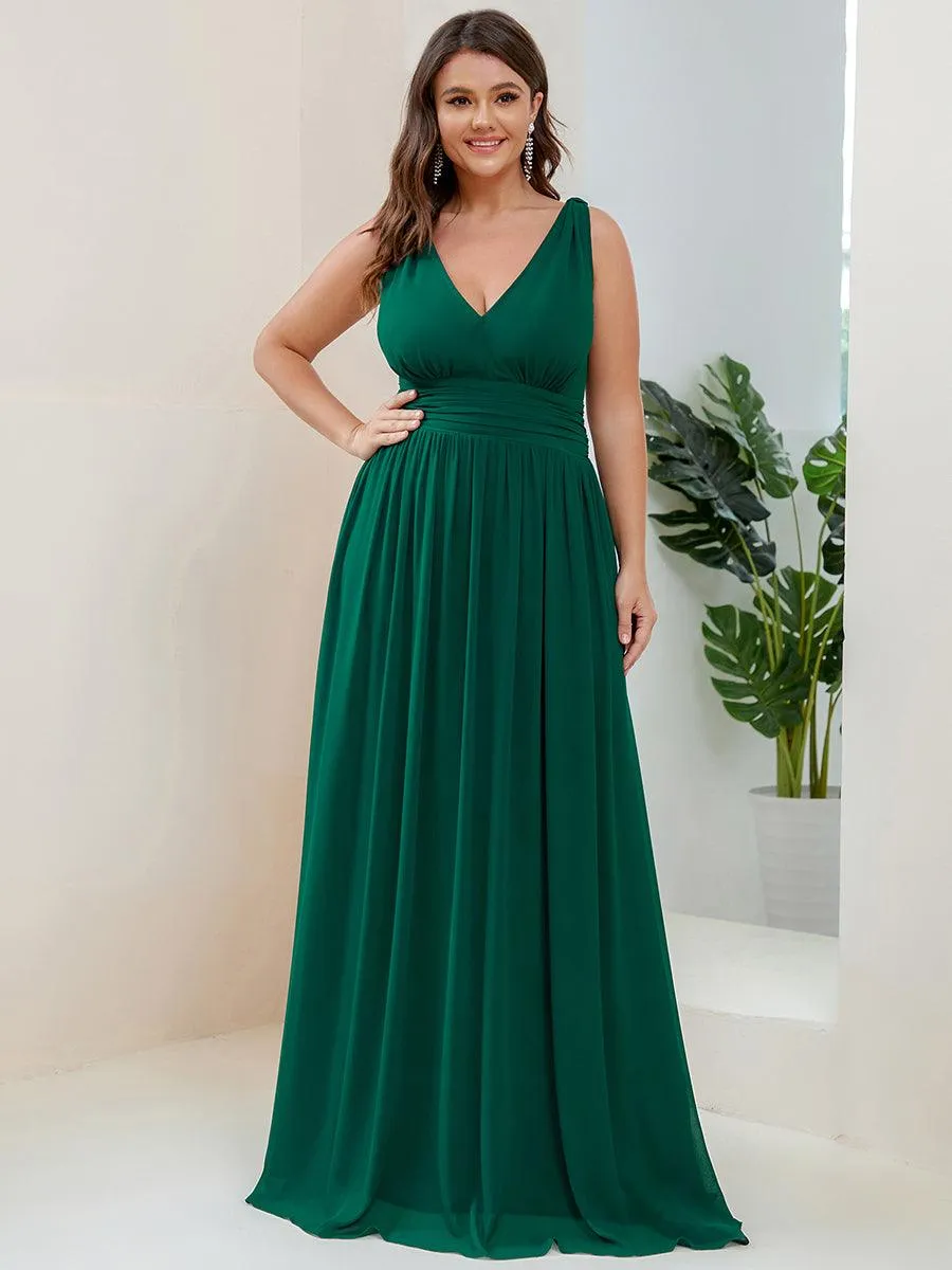 Robe de demoiselle d'honneur en mousseline à col en V