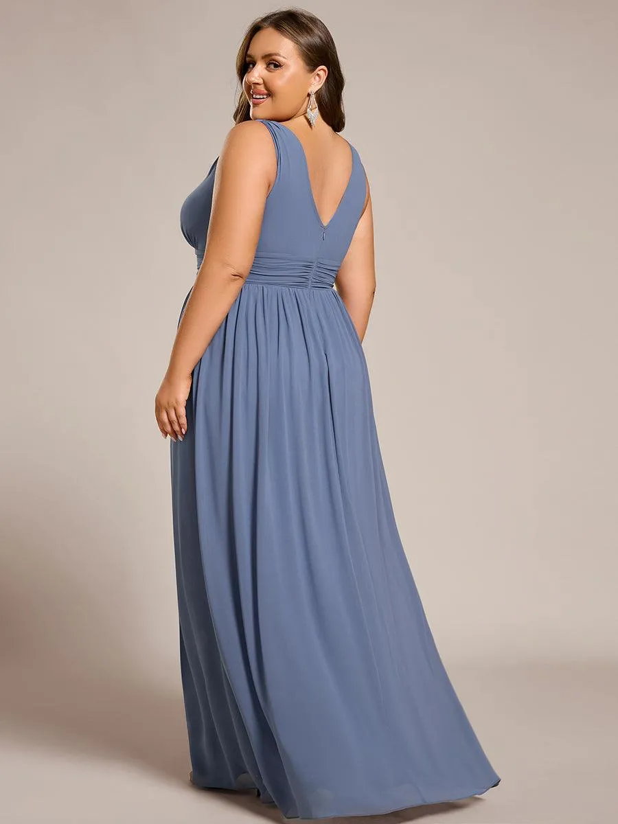 Robe de demoiselle d'honneur en mousseline à col en V