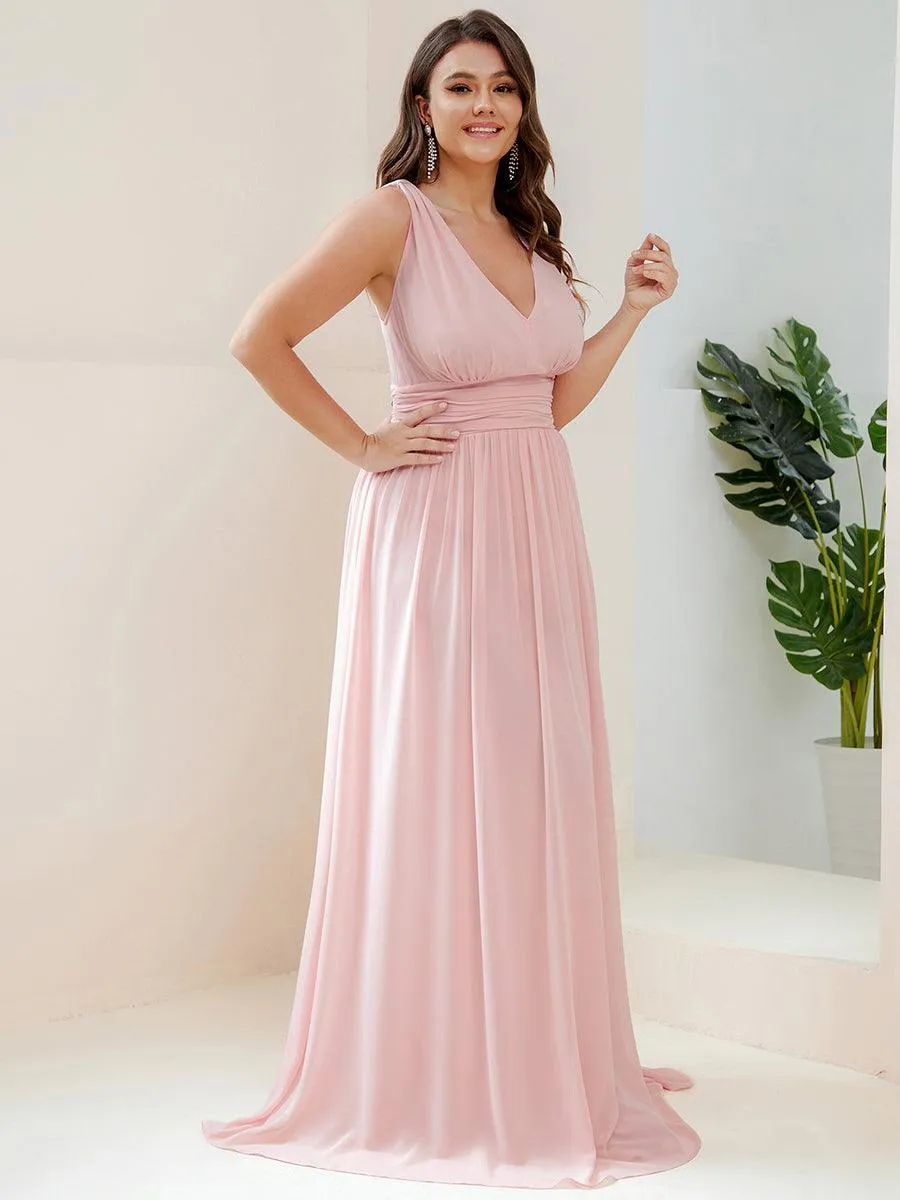 Robe de demoiselle d'honneur en mousseline à col en V