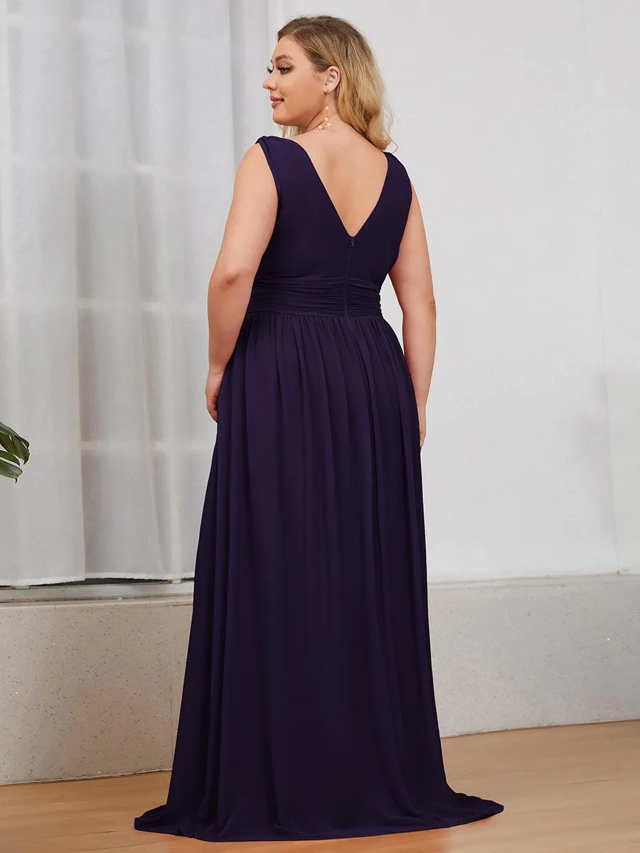 Robe de demoiselle d'honneur en mousseline à col en V