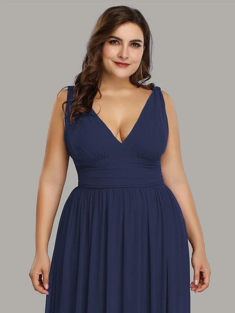 Robe de demoiselle d'honneur en mousseline à col en V