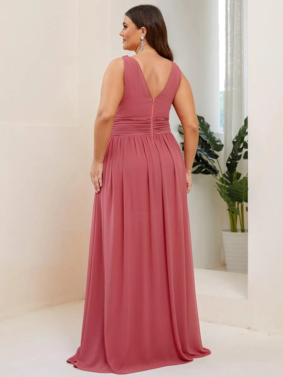 Robe de demoiselle d'honneur en mousseline à col en V