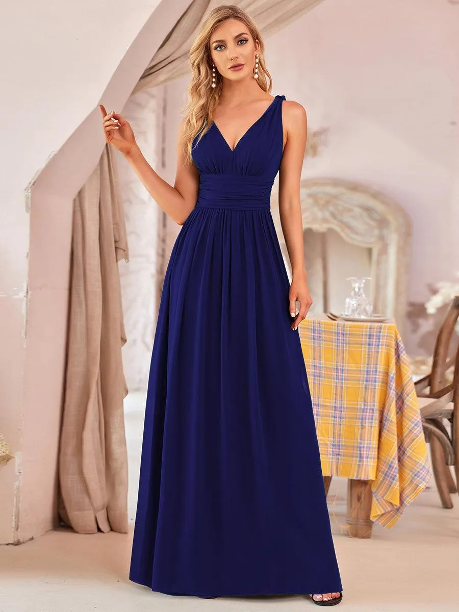 Robe de demoiselle d'honneur en mousseline à col en V