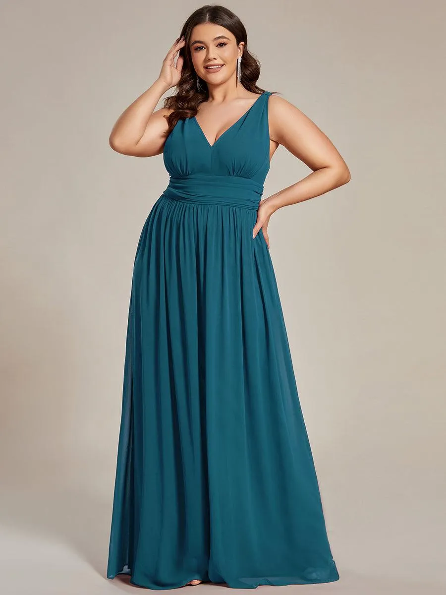 Robe de demoiselle d'honneur en mousseline à col en V