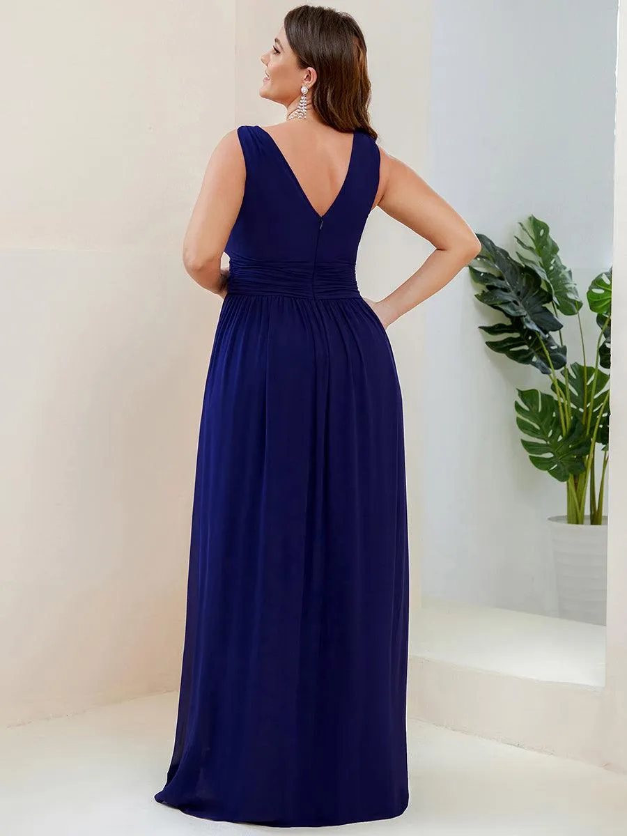 Robe de demoiselle d'honneur en mousseline à col en V