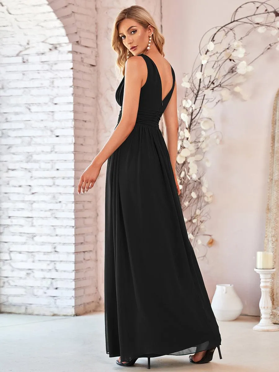 Robe de demoiselle d'honneur en mousseline à col en V