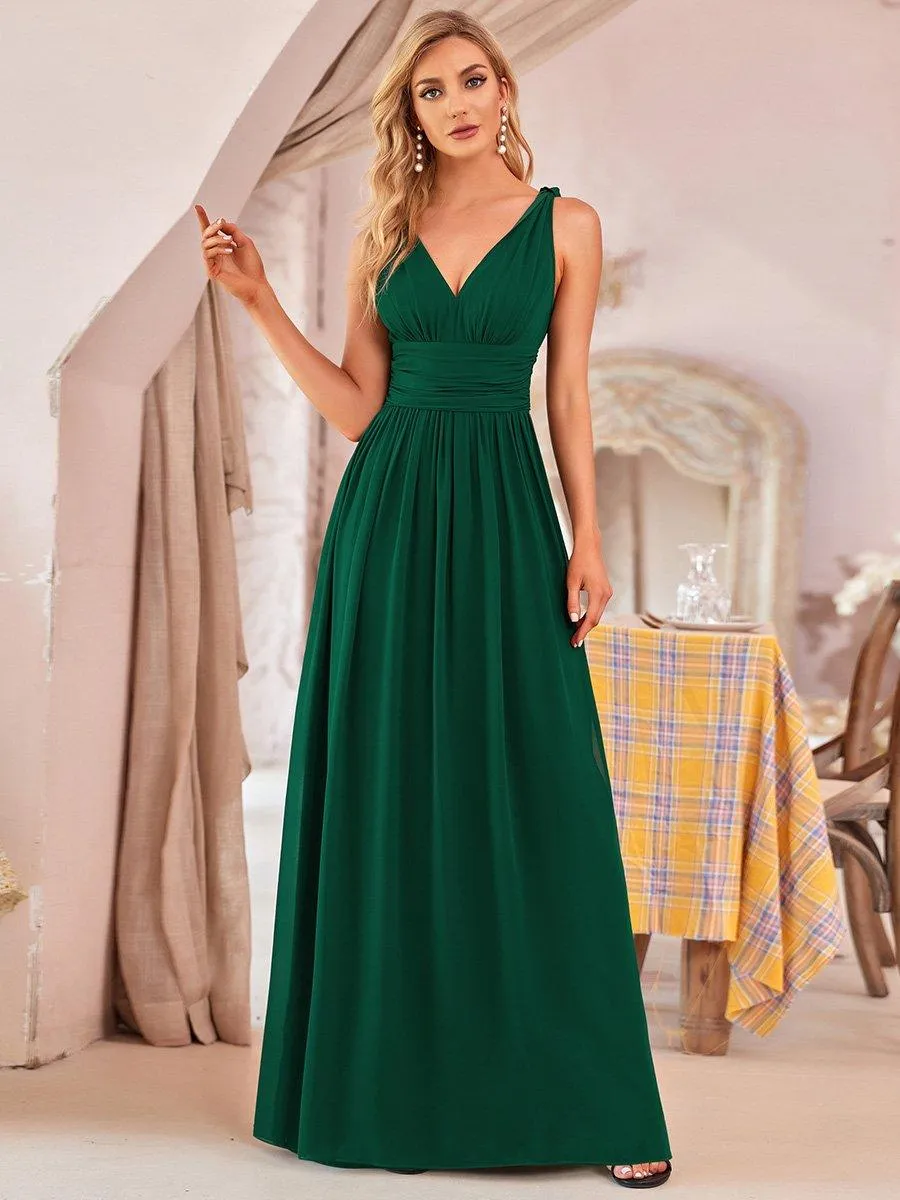 Robe de demoiselle d'honneur en mousseline à col en V