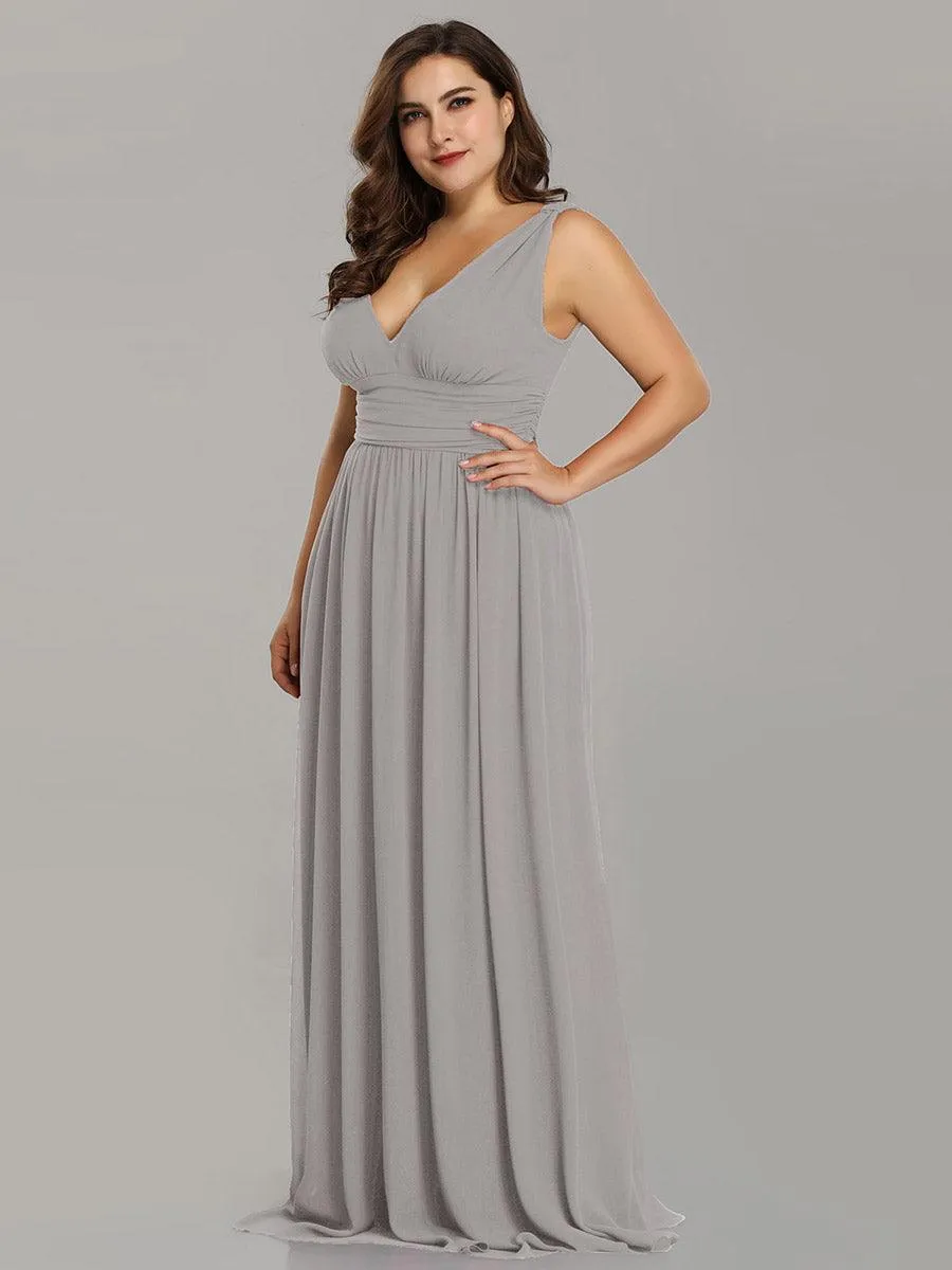 Robe de demoiselle d'honneur en mousseline à col en V