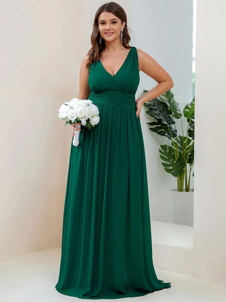 Robe de demoiselle d'honneur en mousseline à col en V