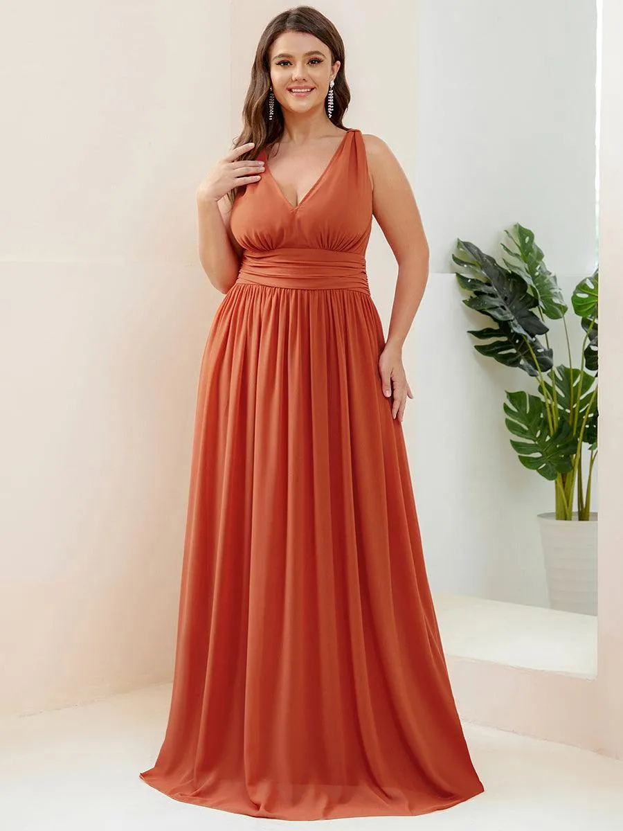 Robe de demoiselle d'honneur en mousseline à col en V