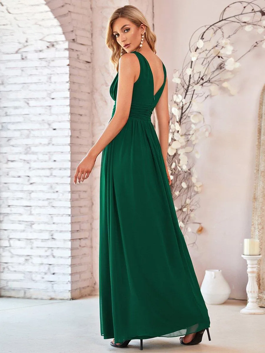 Robe de demoiselle d'honneur en mousseline à col en V