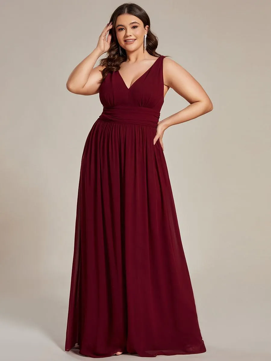 Robe de demoiselle d'honneur en mousseline à col en V