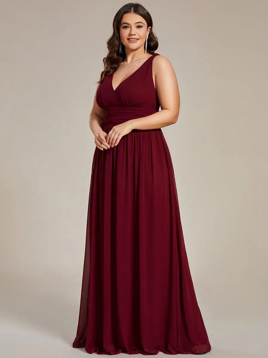 Robe de demoiselle d'honneur en mousseline à col en V