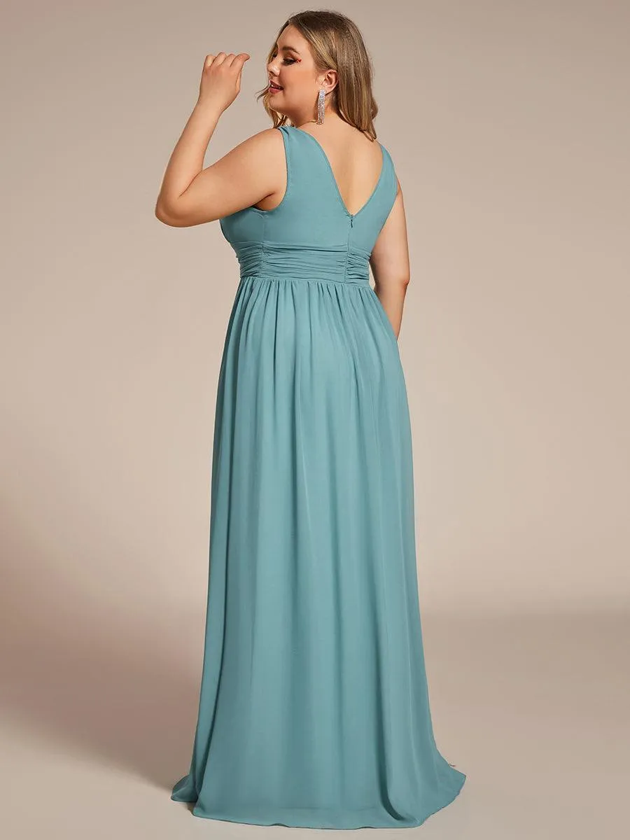 Robe de demoiselle d'honneur en mousseline à col en V