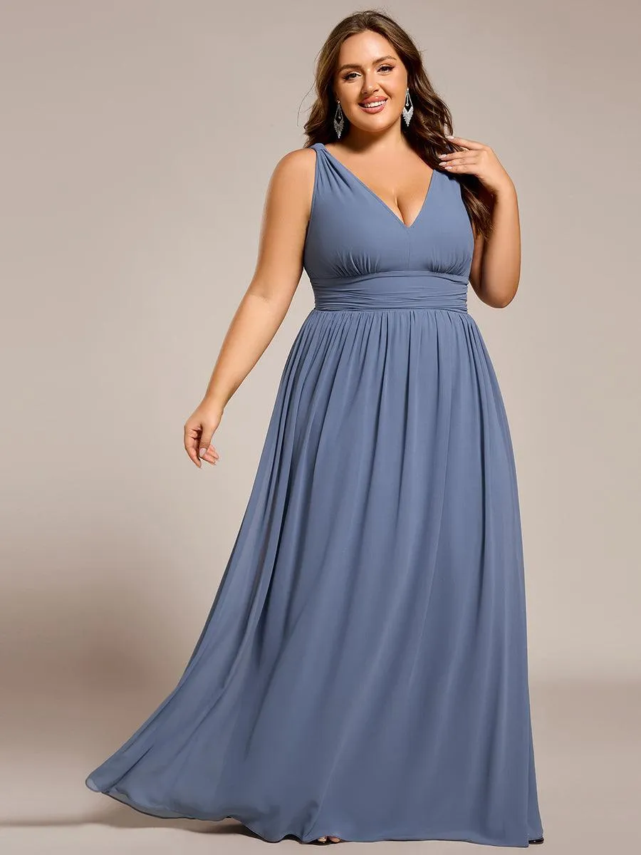 Robe de demoiselle d'honneur en mousseline à col en V