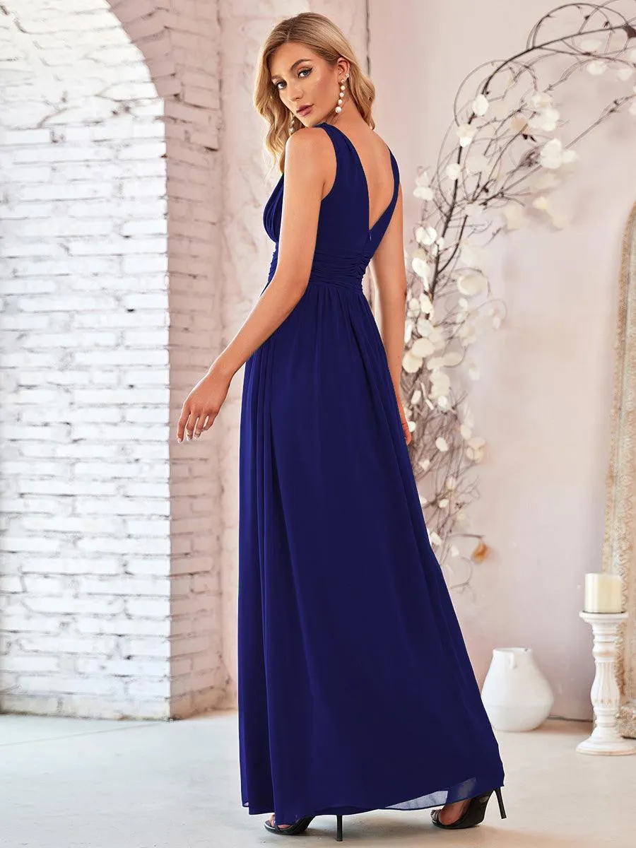 Robe de demoiselle d'honneur en mousseline à col en V