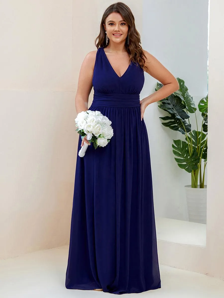 Robe de demoiselle d'honneur en mousseline à col en V