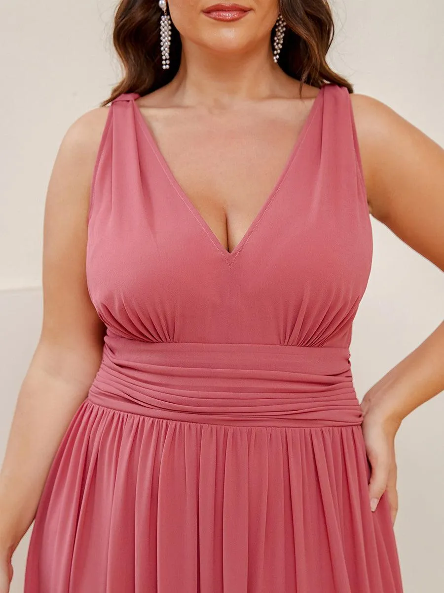 Robe de demoiselle d'honneur en mousseline à col en V