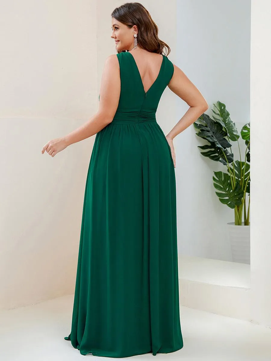 Robe de demoiselle d'honneur en mousseline à col en V