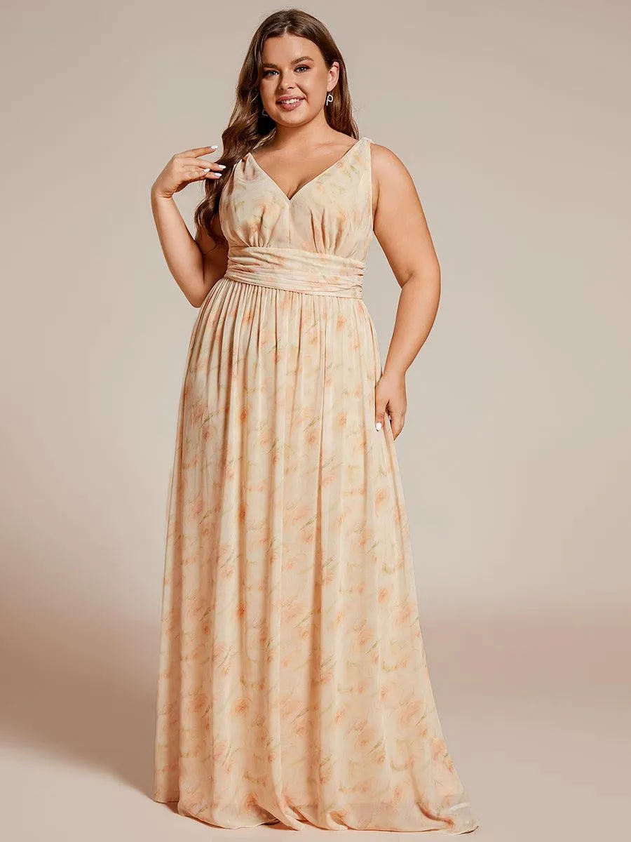 Robe de demoiselle d'honneur en mousseline à col en V