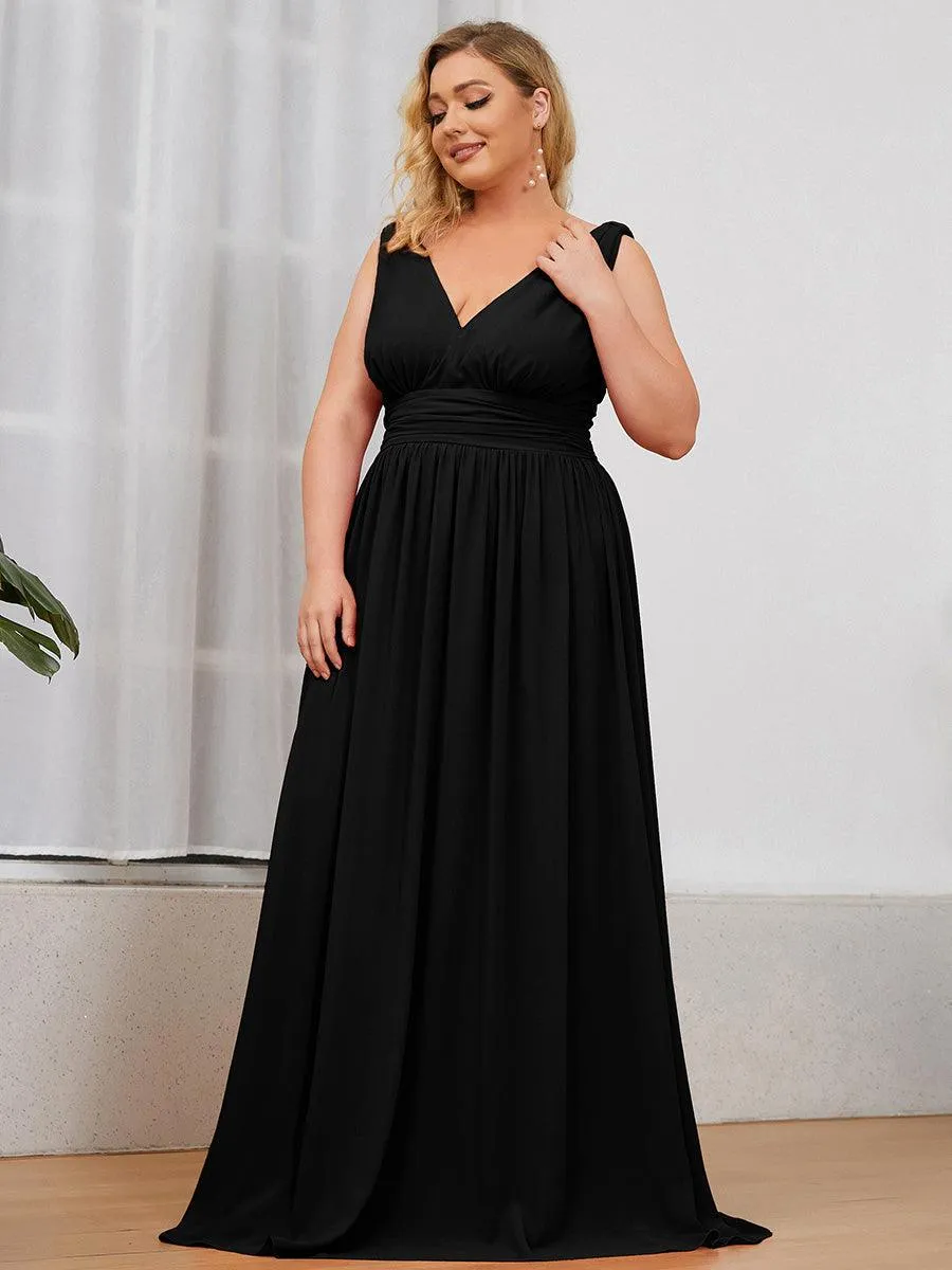 Robe de demoiselle d'honneur en mousseline à col en V