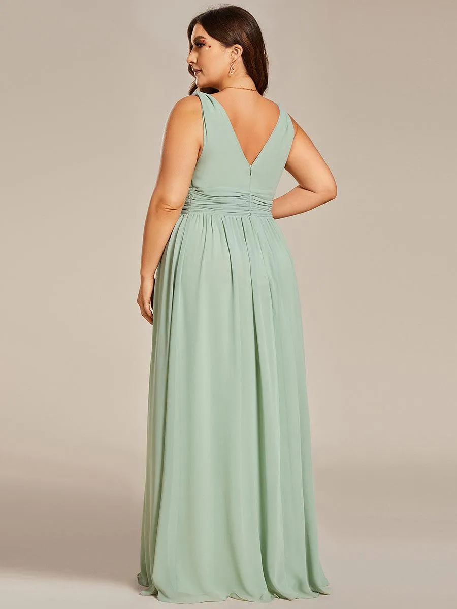 Robe de demoiselle d'honneur en mousseline à col en V