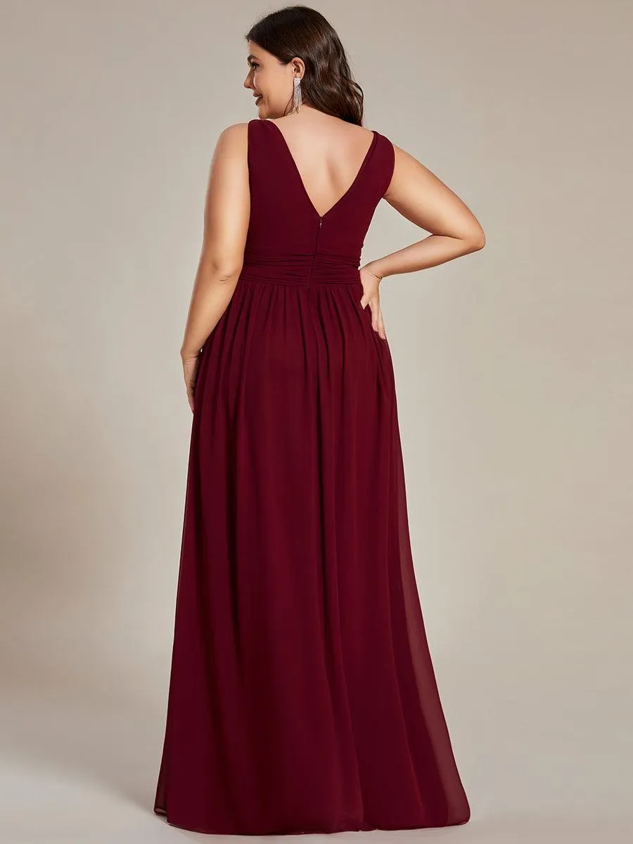 Robe de demoiselle d'honneur en mousseline à col en V
