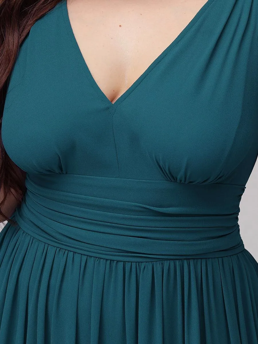 Robe de demoiselle d'honneur en mousseline à col en V