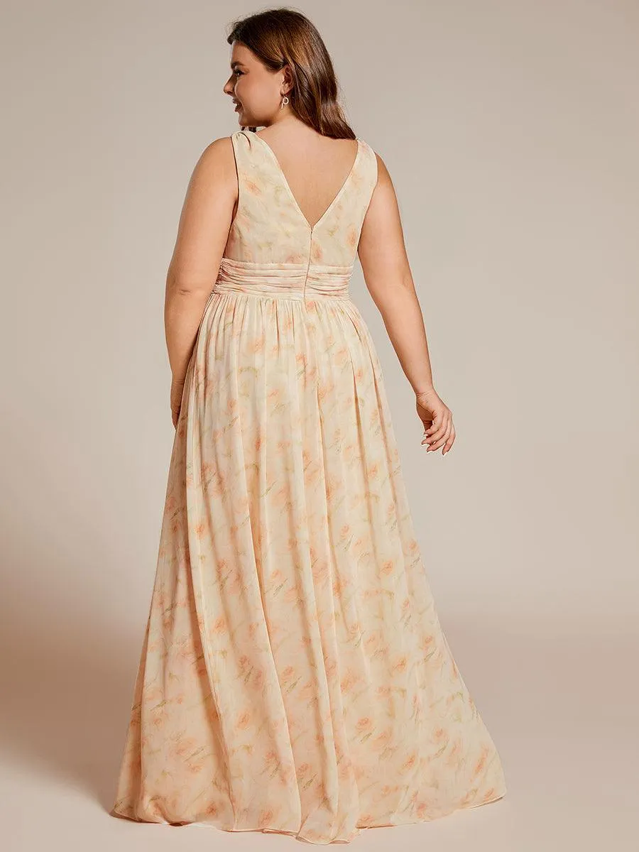 Robe de demoiselle d'honneur en mousseline à col en V