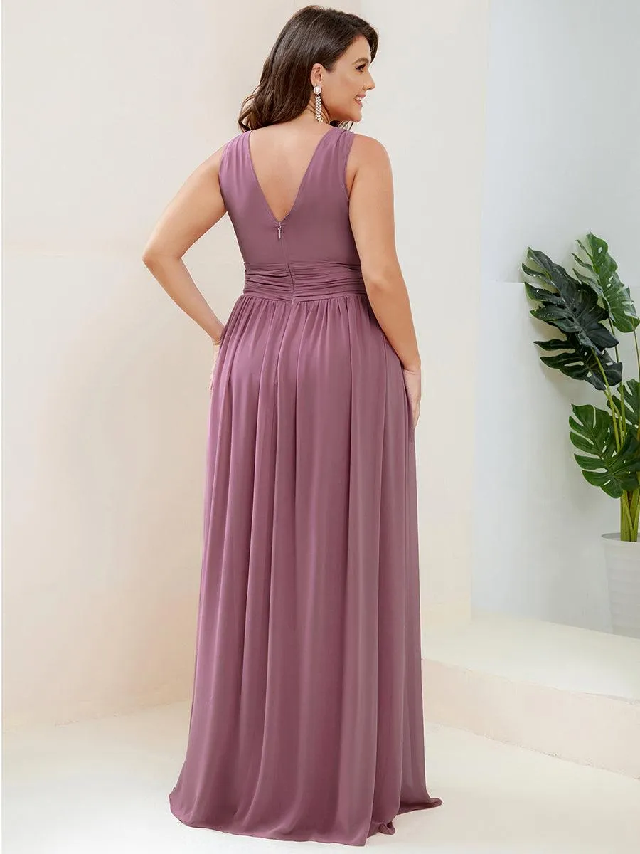 Robe de demoiselle d'honneur en mousseline à col en V