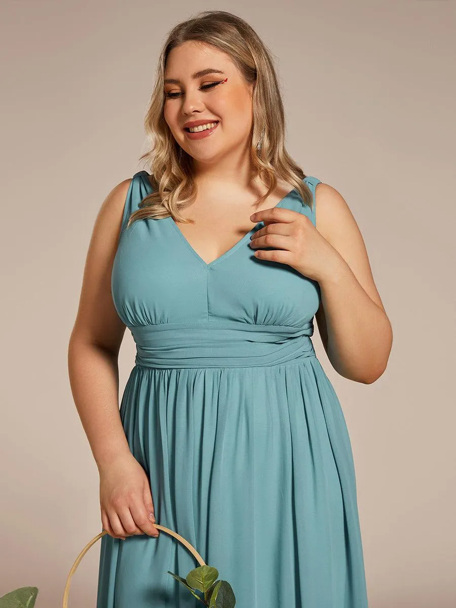 Robe de demoiselle d'honneur en mousseline à col en V