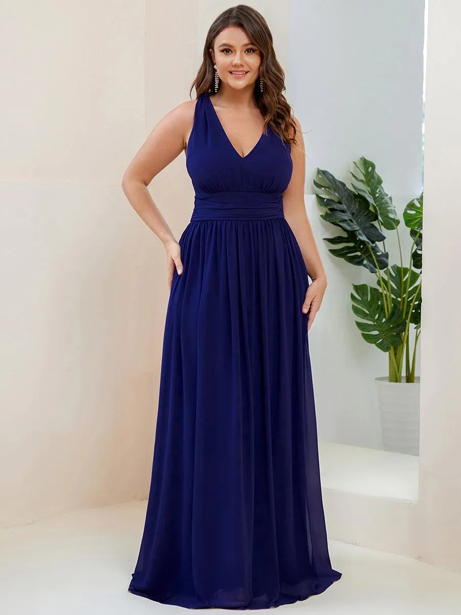 Robe de demoiselle d'honneur en mousseline à col en V