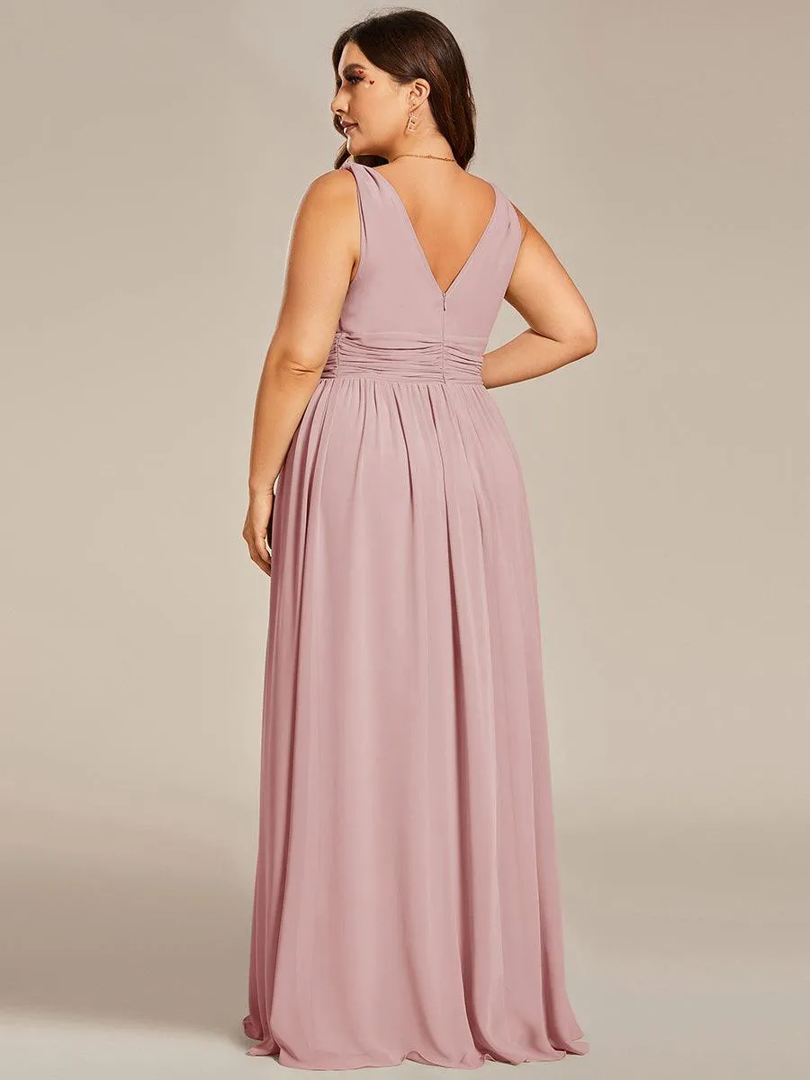 Robe de demoiselle d'honneur en mousseline à col en V