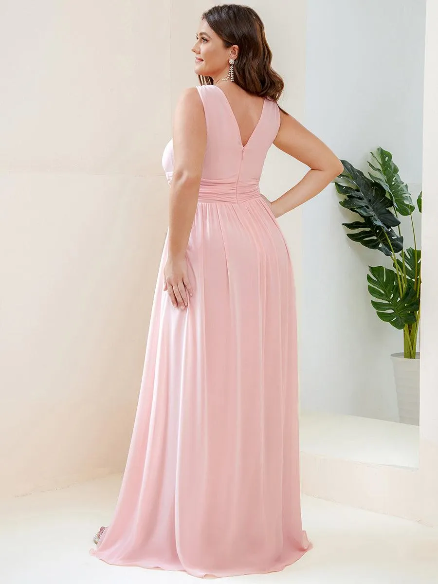 Robe de demoiselle d'honneur en mousseline à col en V