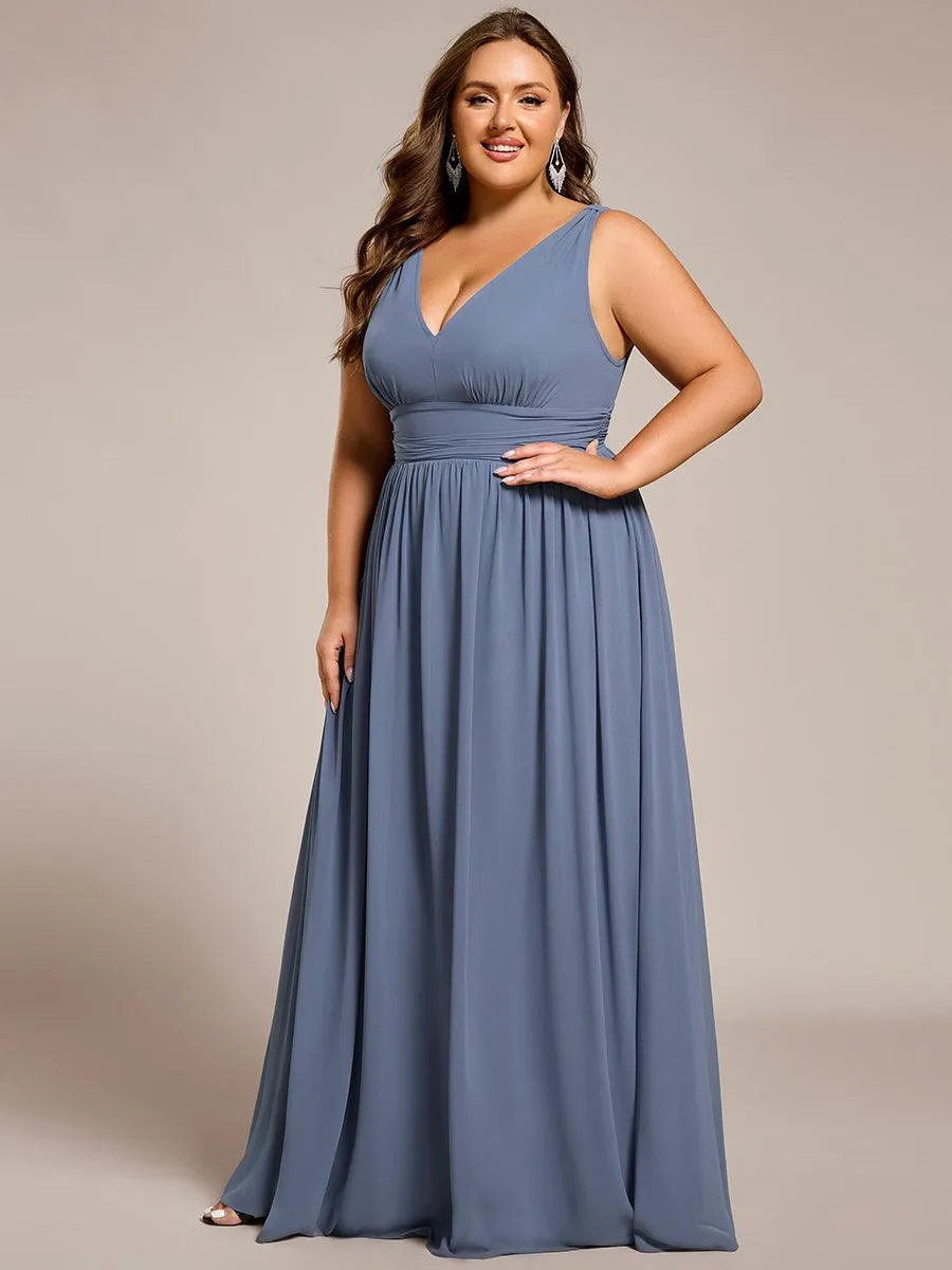 Robe de demoiselle d'honneur en mousseline à col en V