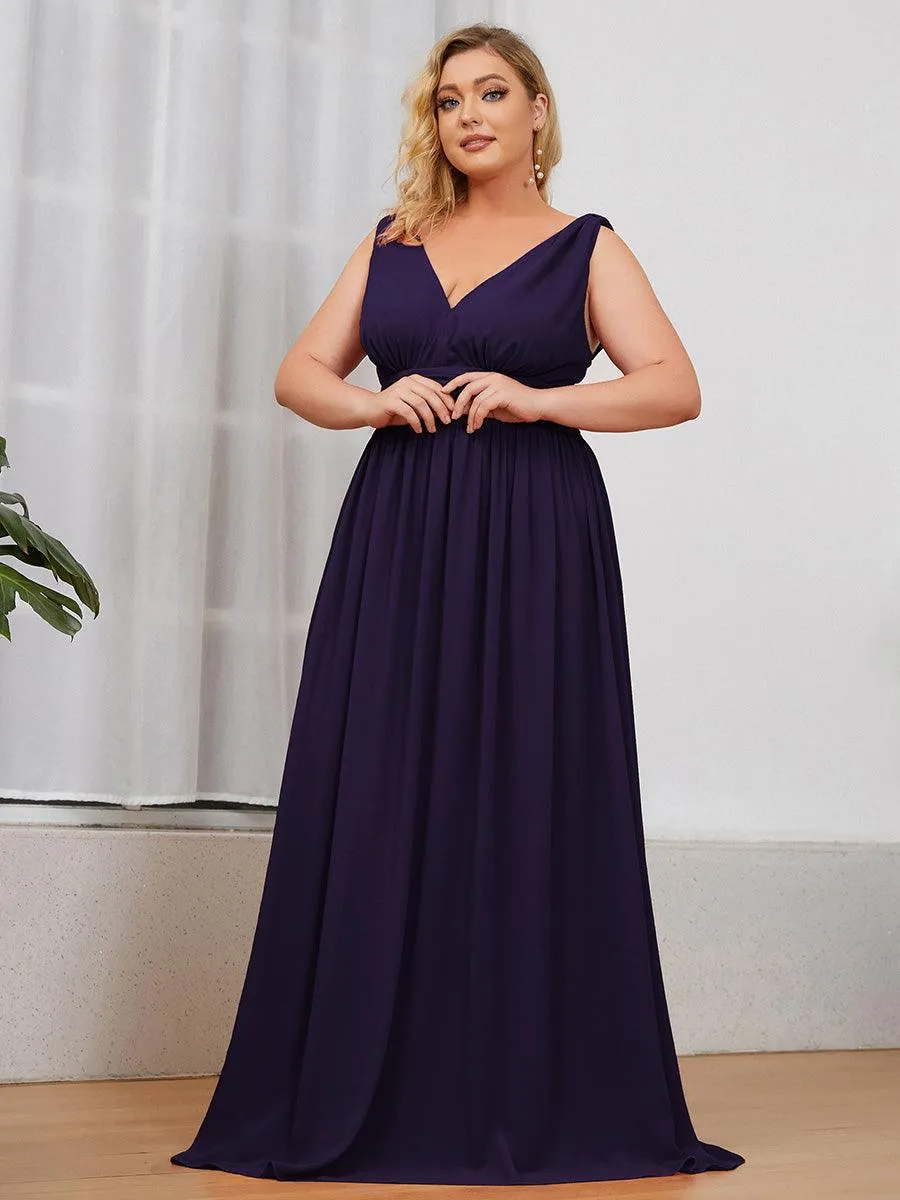Robe de demoiselle d'honneur en mousseline à col en V