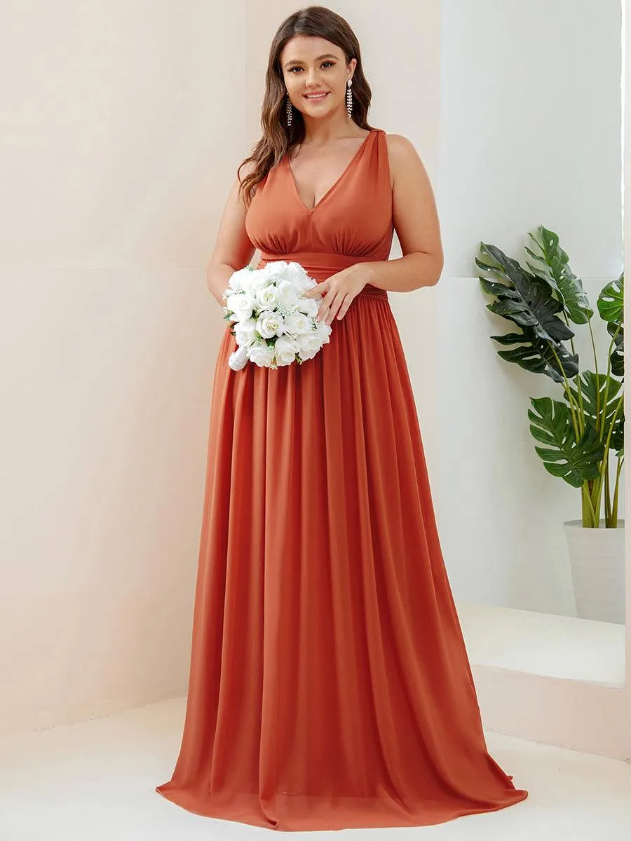 Robe de demoiselle d'honneur en mousseline à col en V