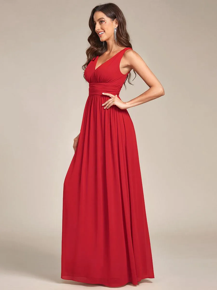 Robe de demoiselle d'honneur en mousseline à col en V