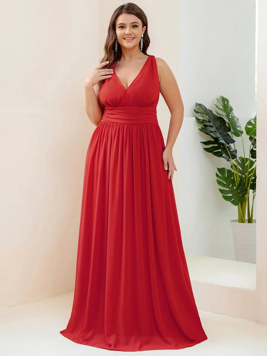 Robe de demoiselle d'honneur en mousseline à col en V