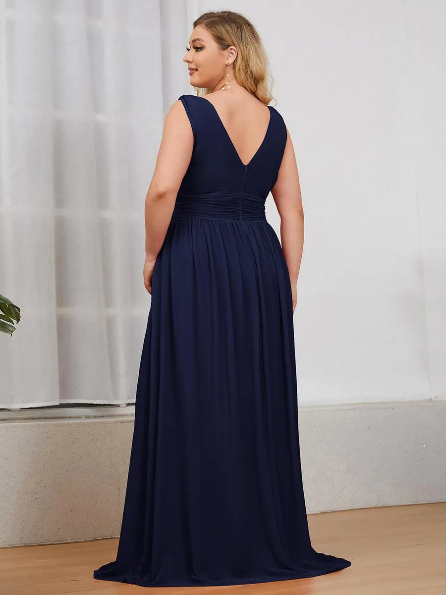 Robe de demoiselle d'honneur en mousseline à col en V