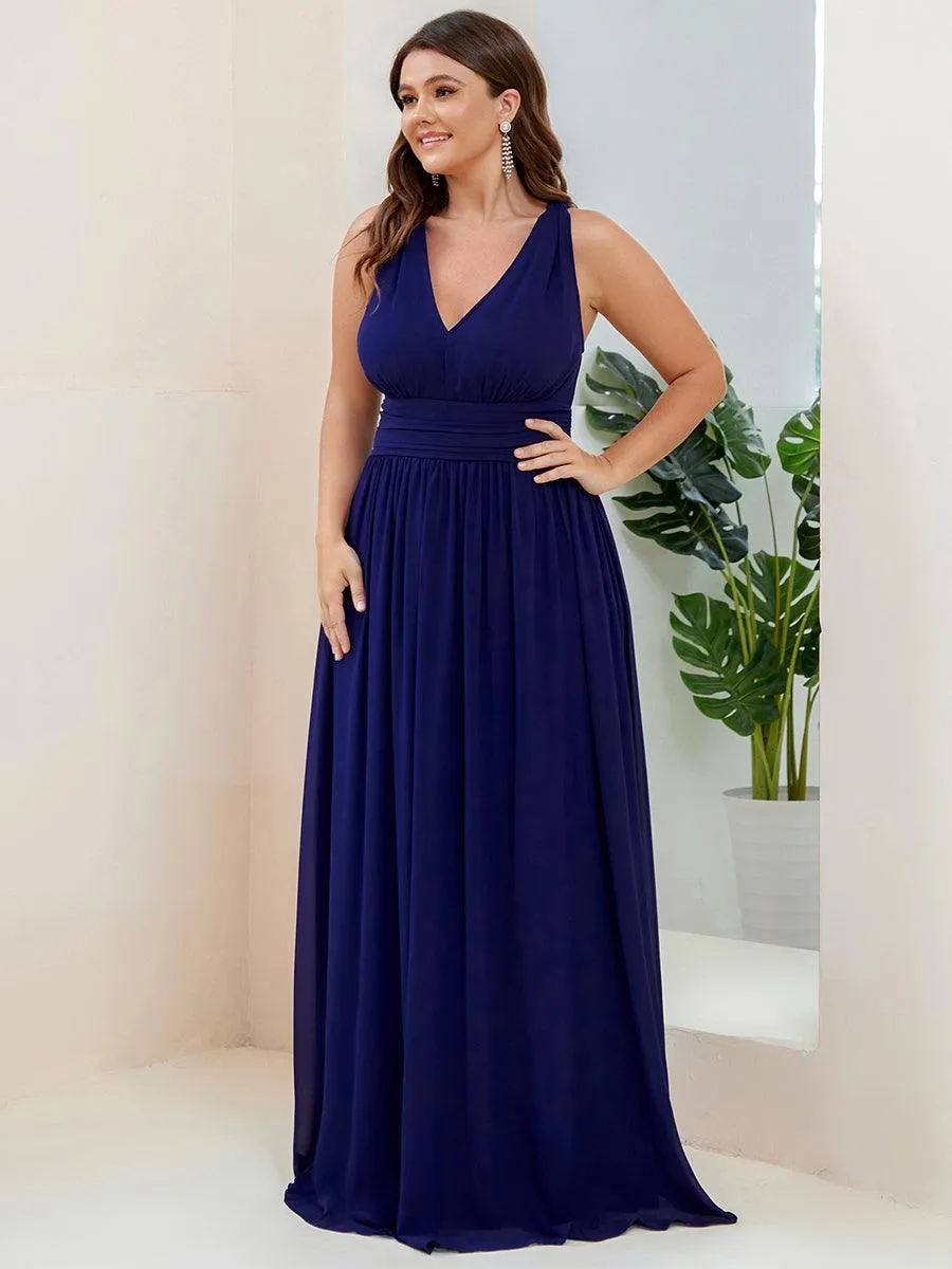 Robe de demoiselle d'honneur en mousseline à col en V
