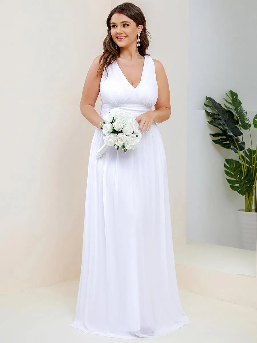 Robe de demoiselle d'honneur en mousseline à col en V