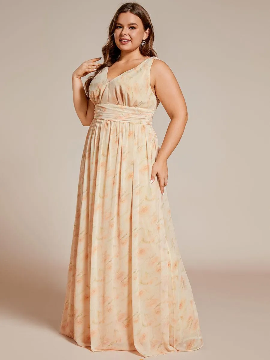 Robe de demoiselle d'honneur en mousseline à col en V