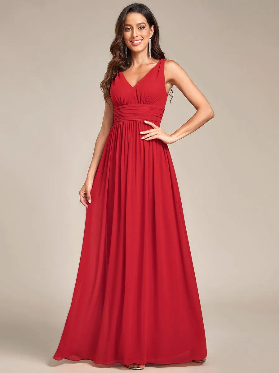 Robe de demoiselle d'honneur en mousseline à col en V