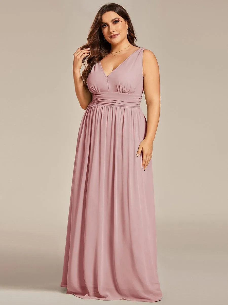 Robe de demoiselle d'honneur en mousseline à col en V