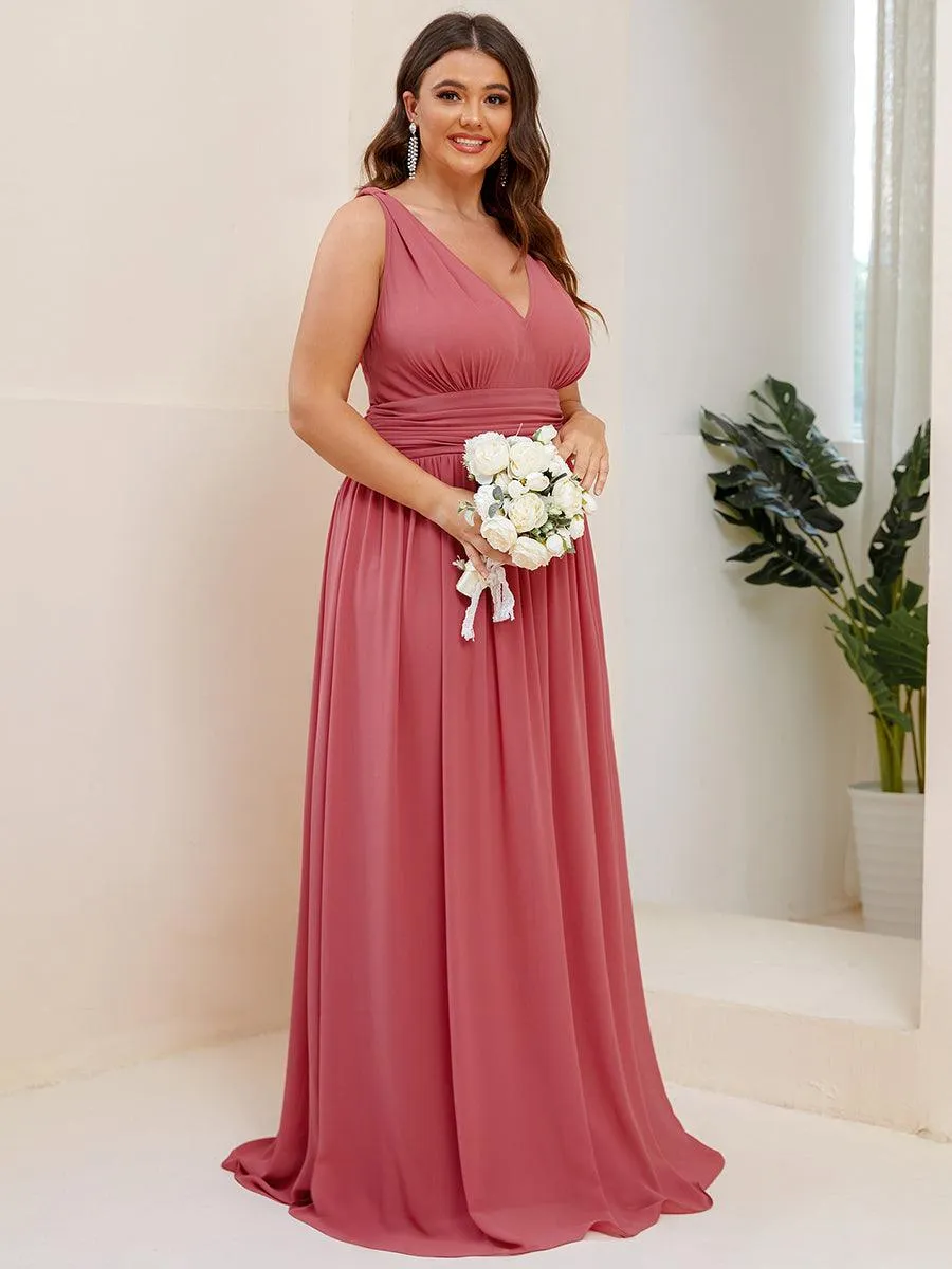 Robe de demoiselle d'honneur en mousseline à col en V